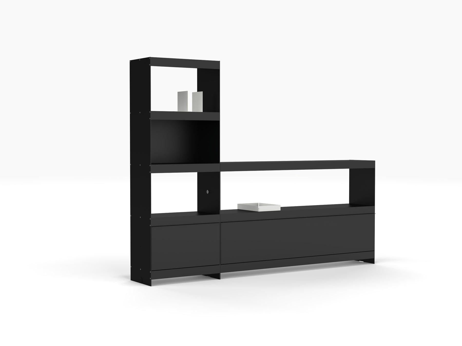 span shelving system modern turntable stand and media storage unit in black