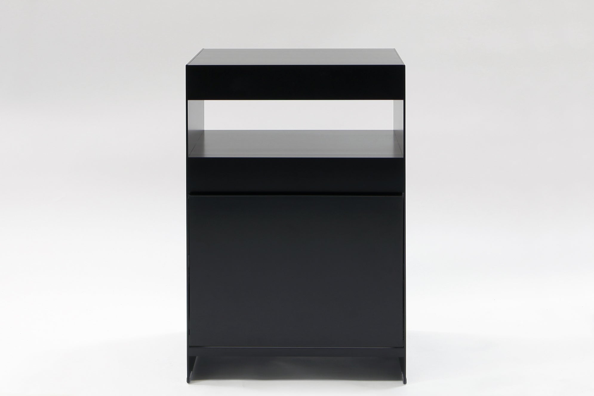ON&ON H2 modern aluminium side table, black with fold down door