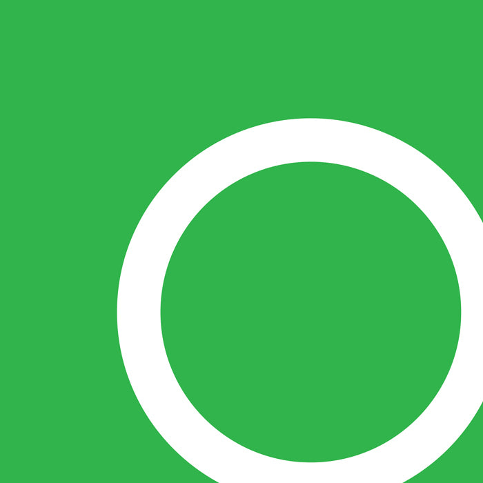 A white 'O' on a green background