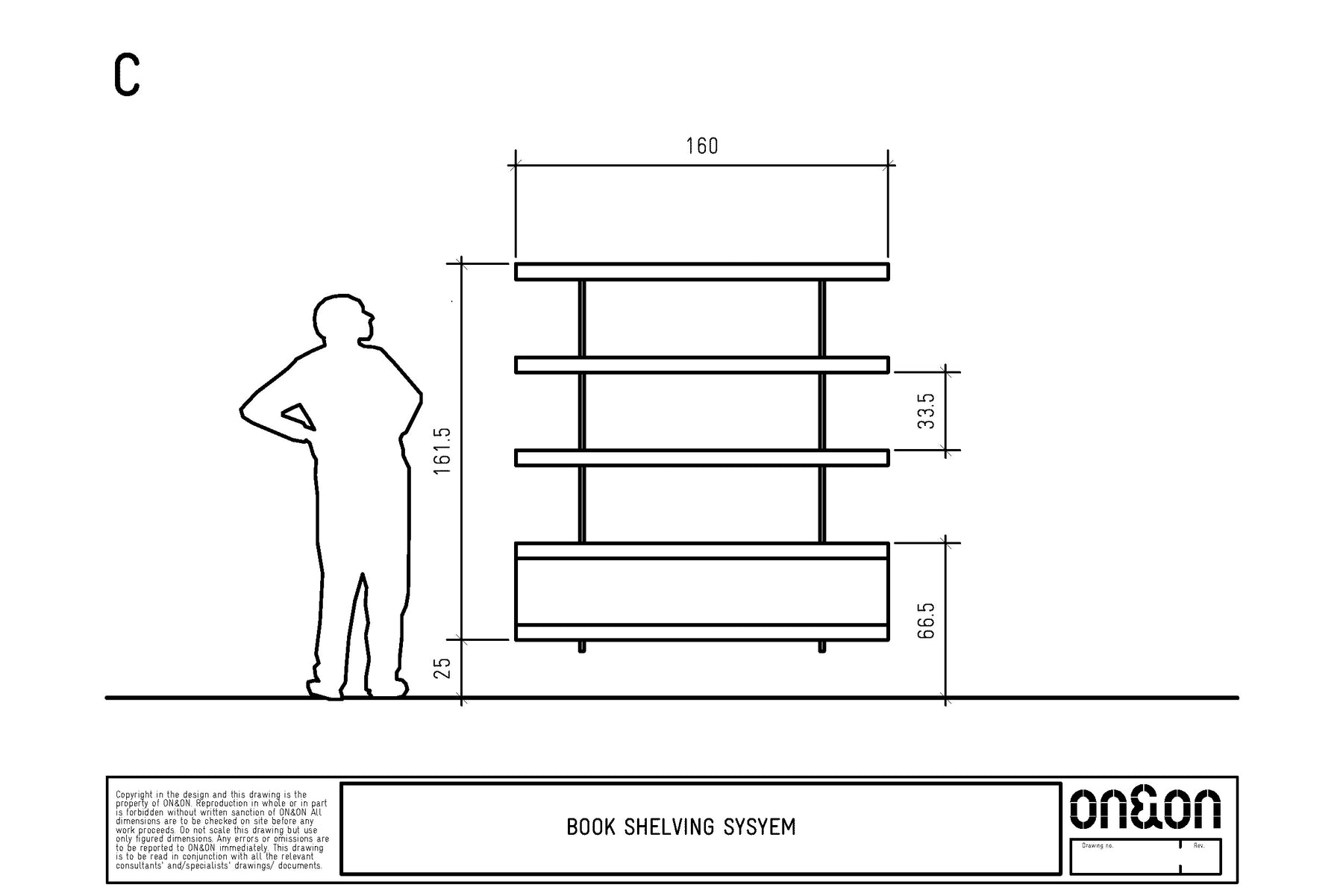 TV unit C drawing with sizes