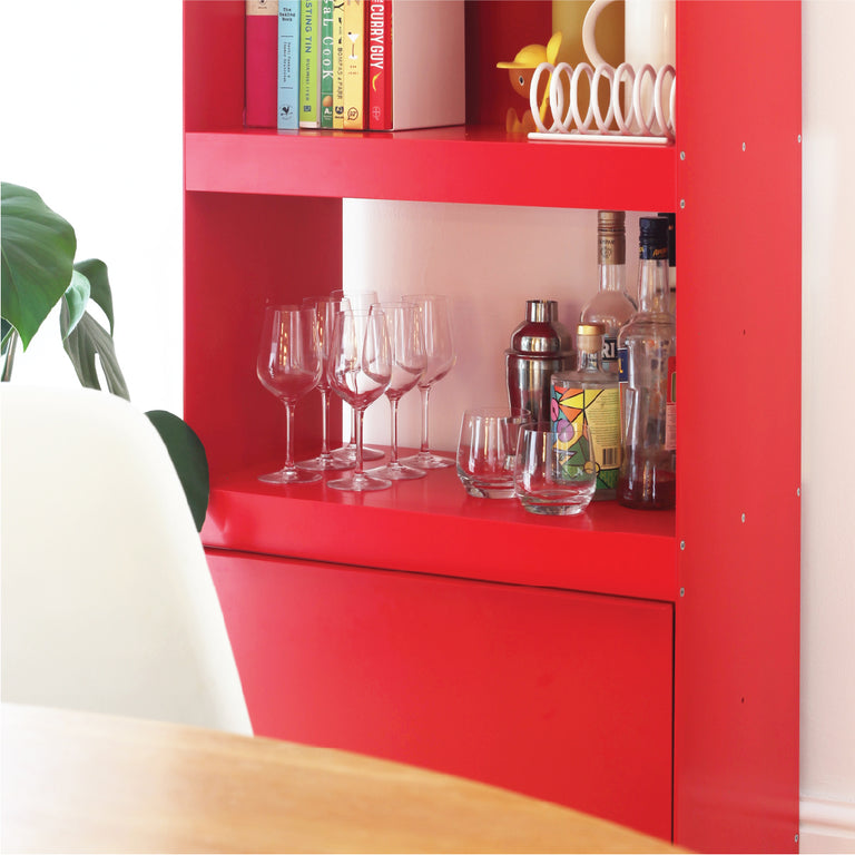 Span shelving system tall bookcase in red