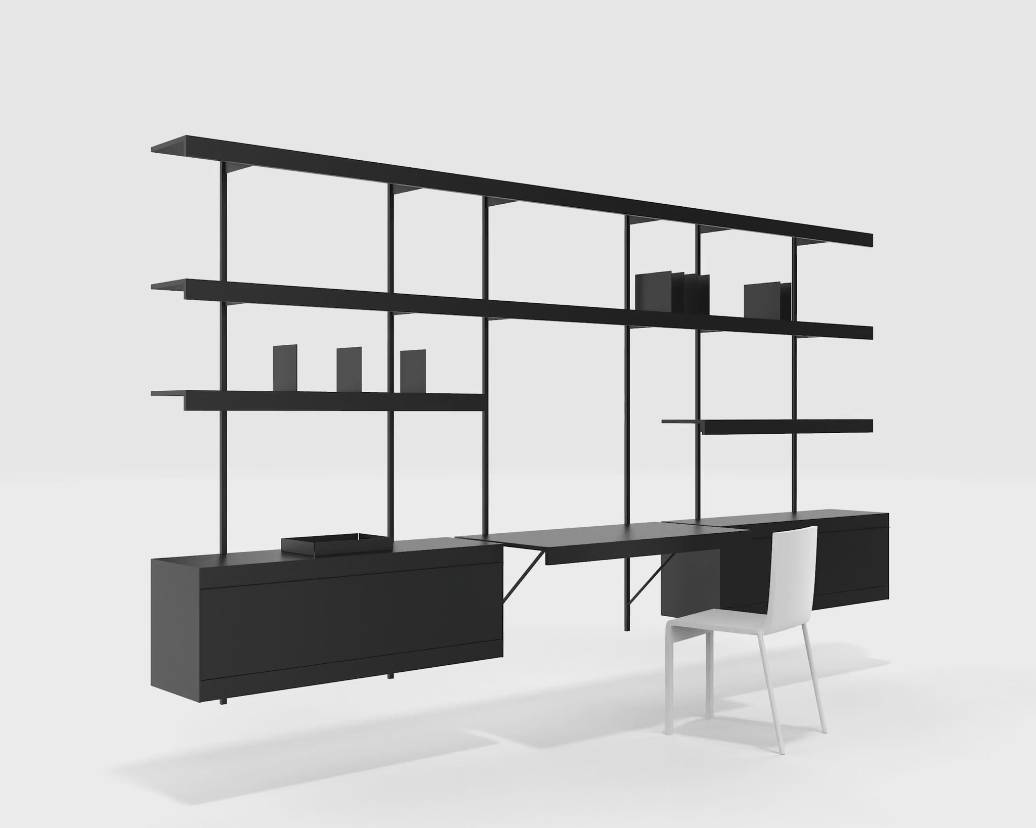ON&ON wall mounted shelving system assembly and finishes animation