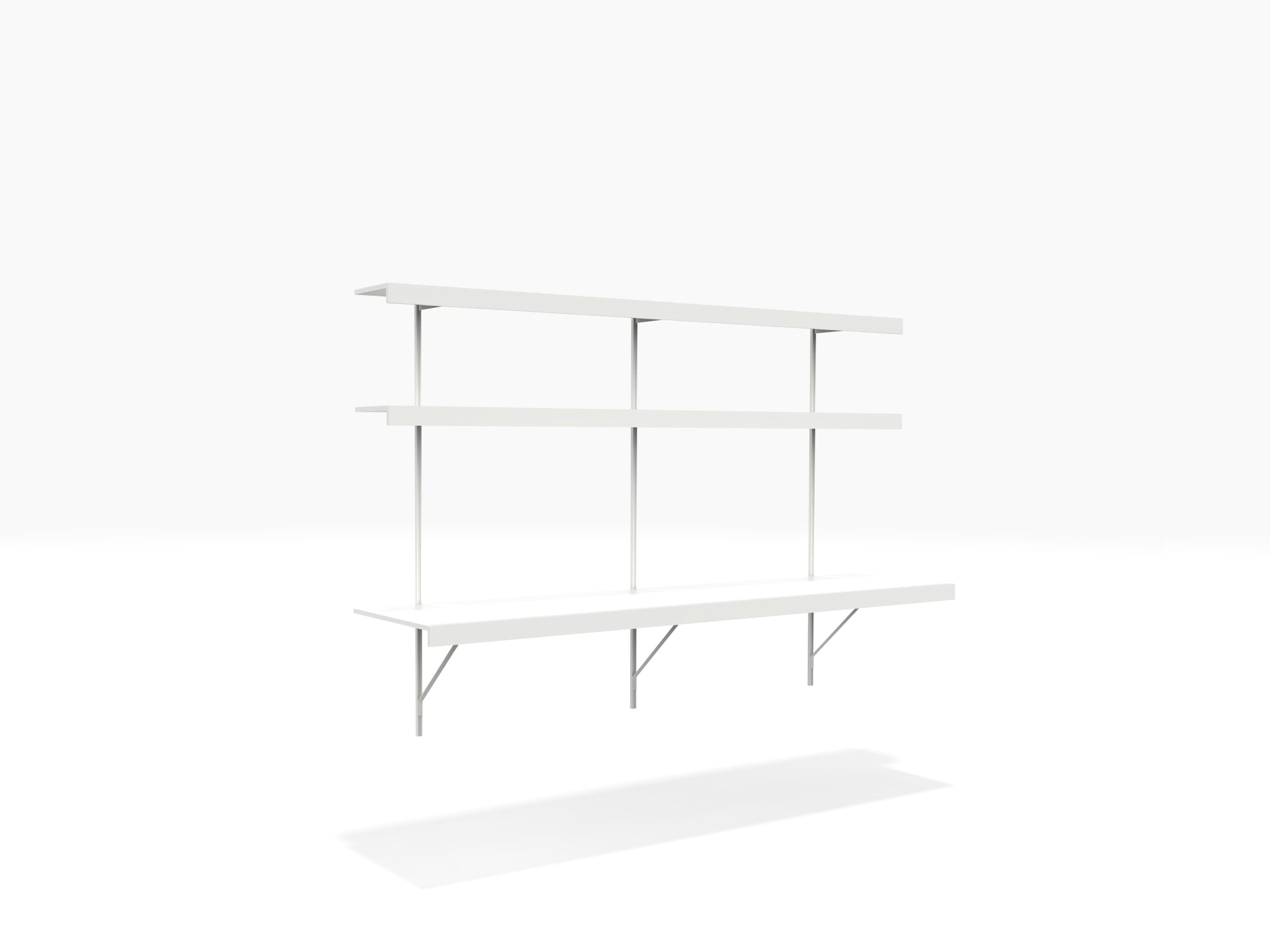 home office shelving system with wall mounted desk and shelves above for extra storage