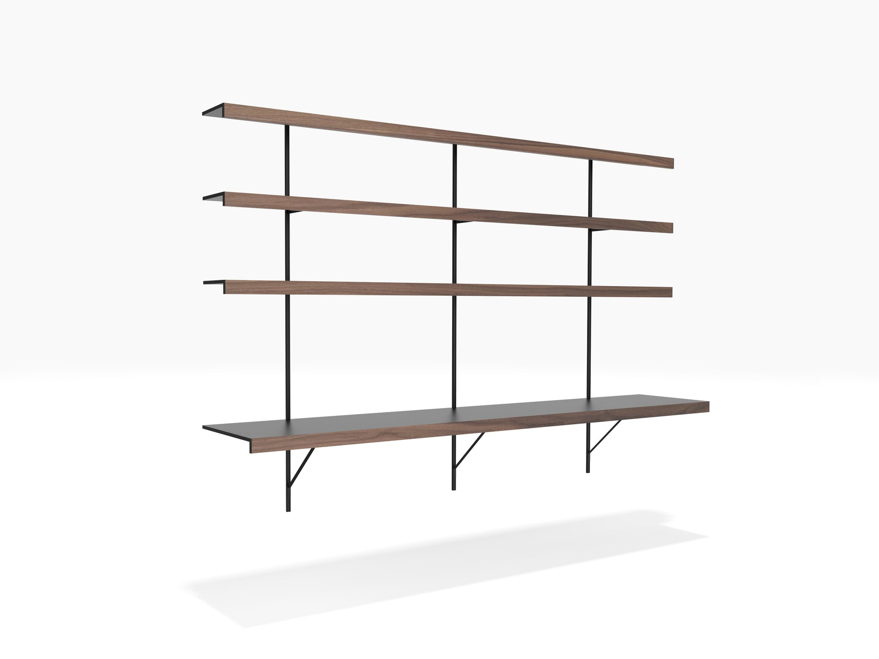large Floating wall desk in black and walnut