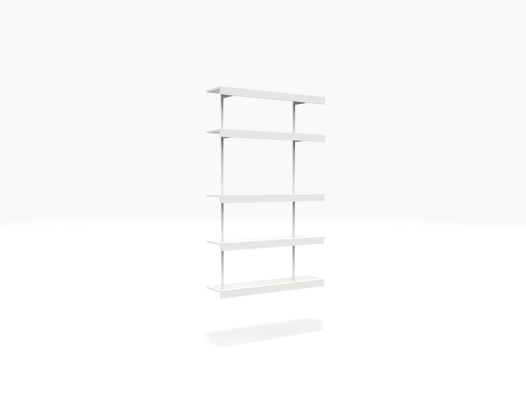 Alcove shelving system in white with display area