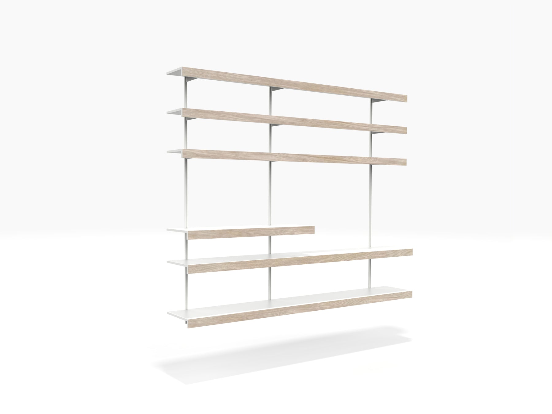 Oak modular TV  media wall shelving system