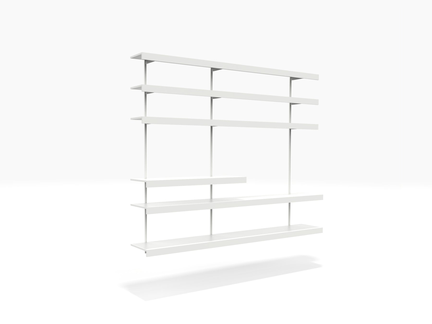White TV wall mounted aluminium shelving unit