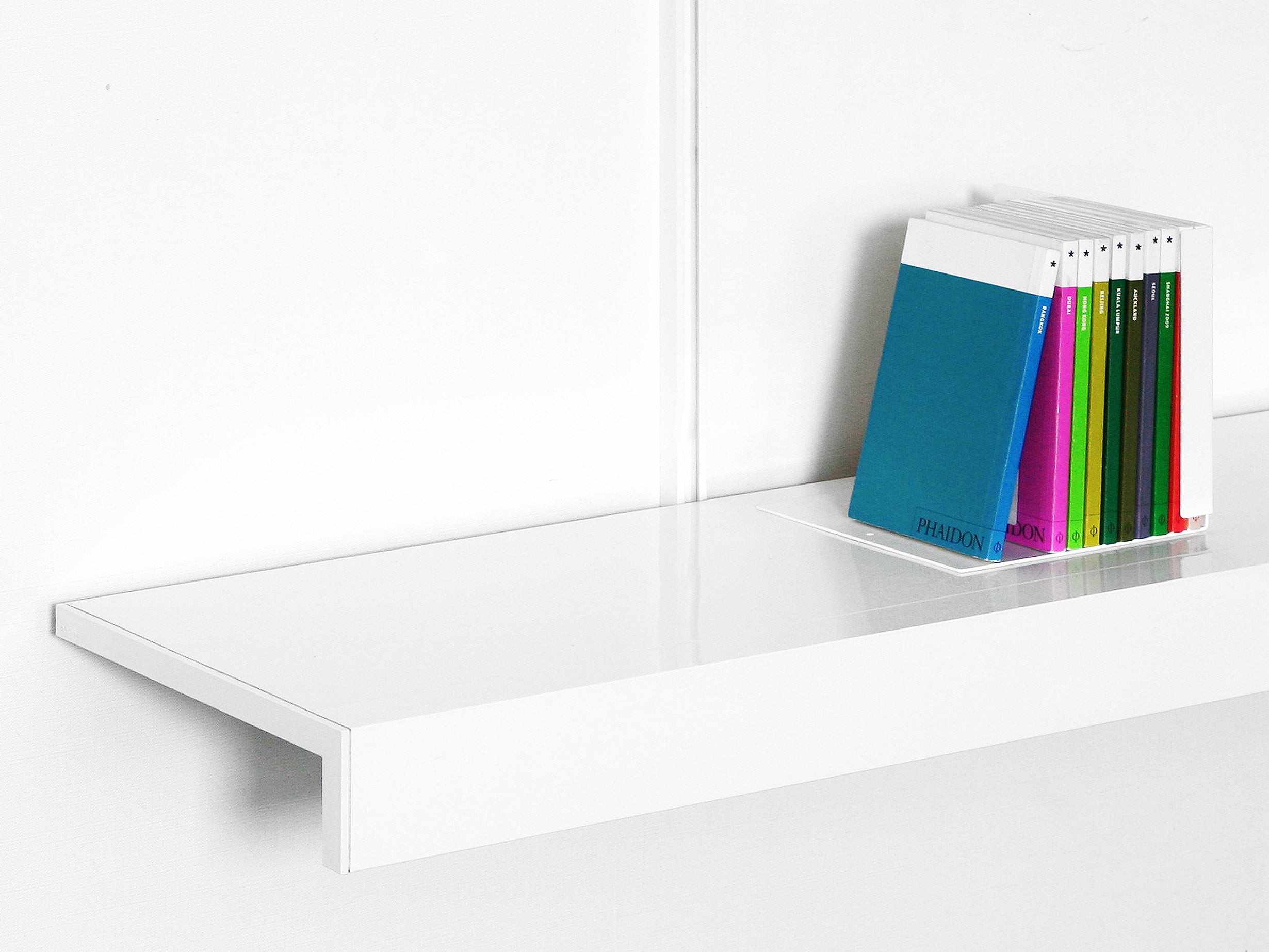 White aluminium wall shelves