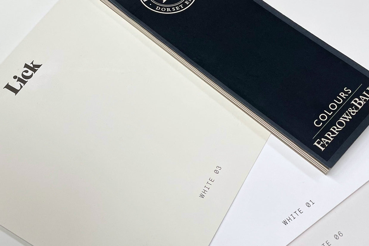 F&B and Lick wall paint white colour match for shelves