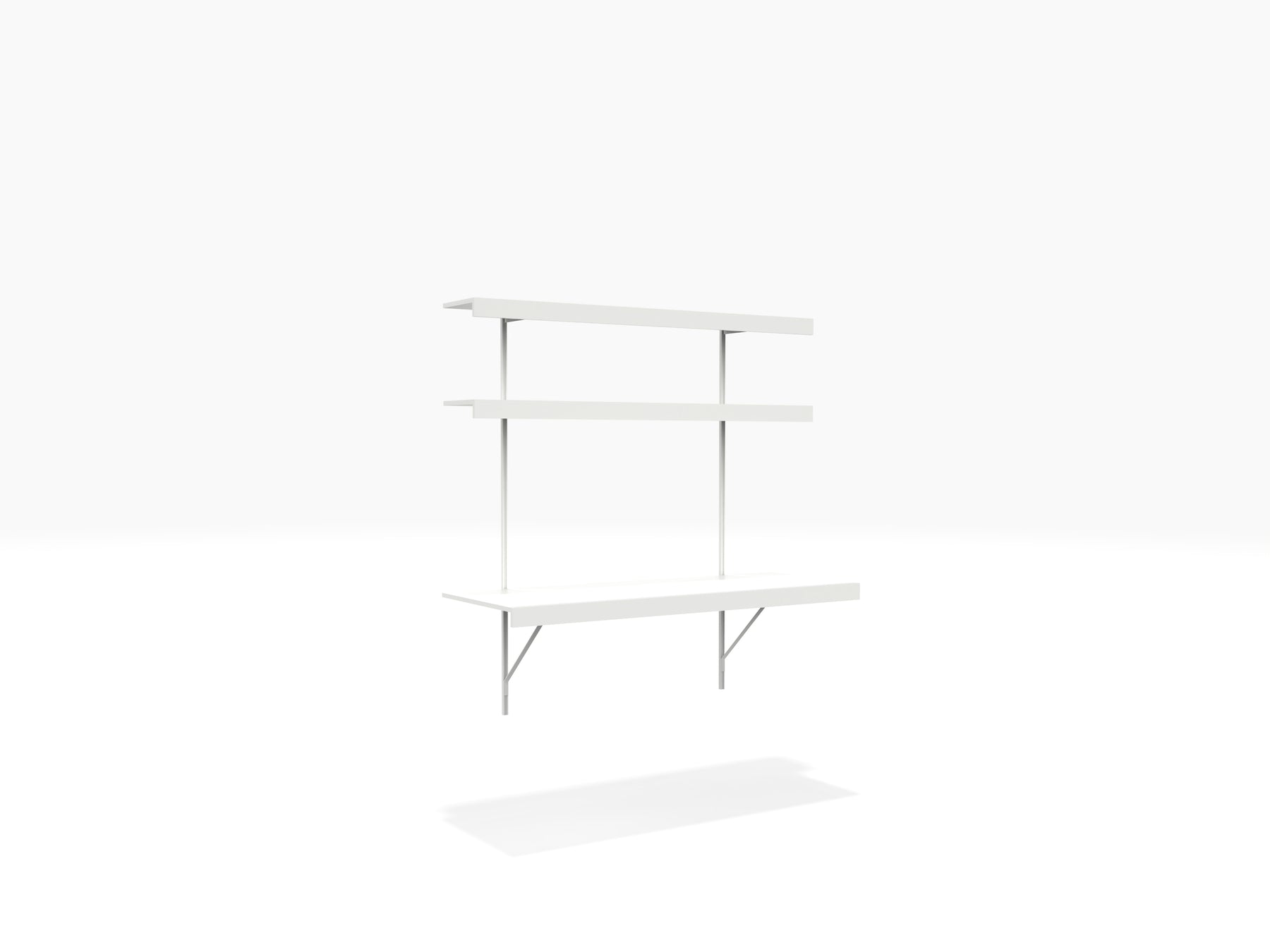 Floating wall desk with shelves, made to measure in white