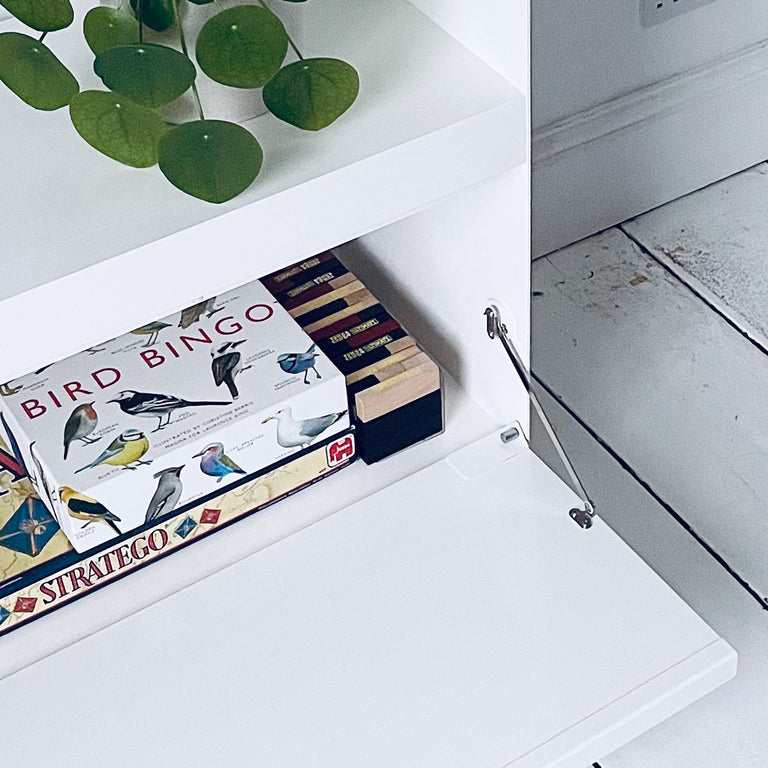 cabinet fold down door detail in white