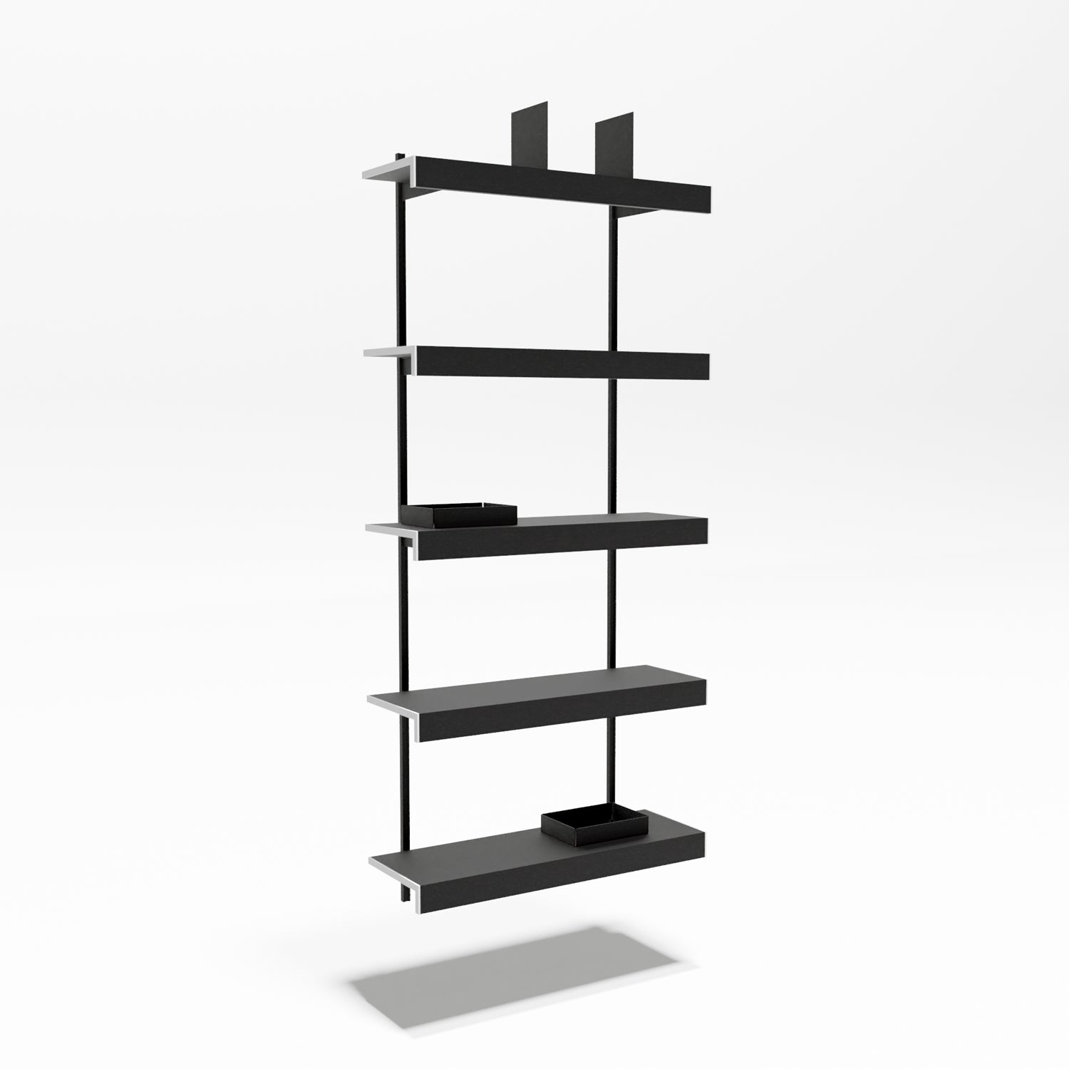 Premium aluminium adjustable wall shelving in black