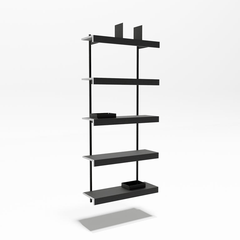 Premium aluminium adjustable wall shelving in black