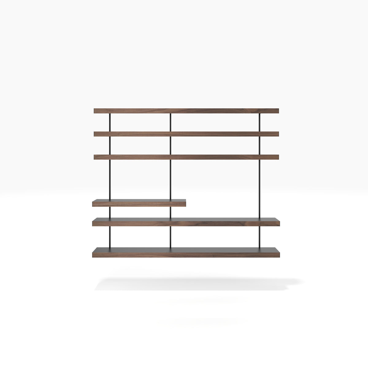 Black & walnut TV and audio shelving system with a TV and record player space