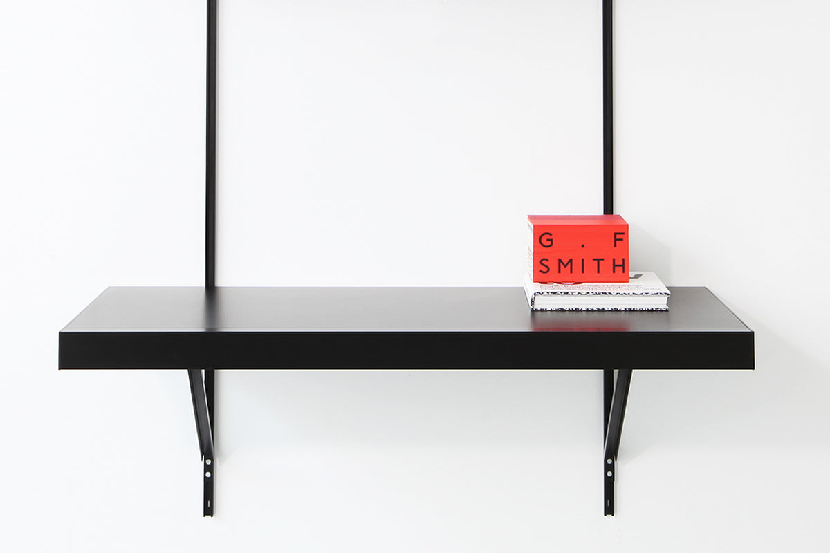 Floating Desk with Drawers & Wall Shelves (E)