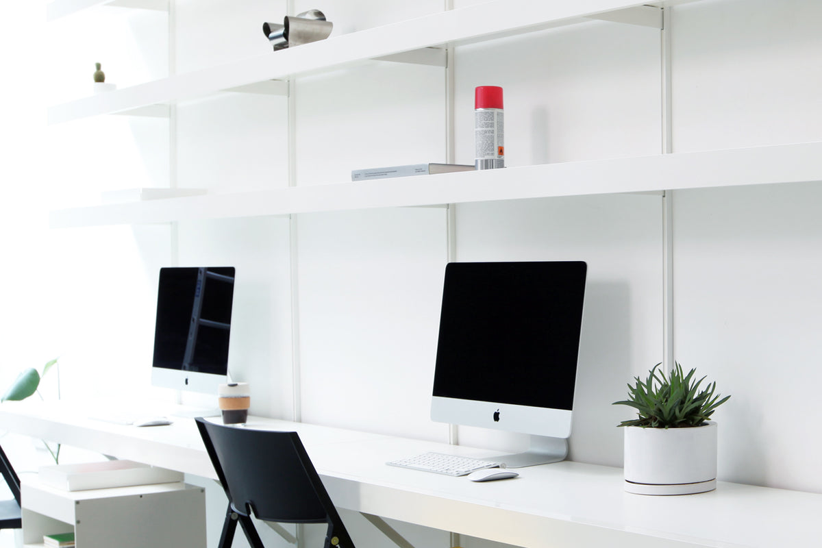 Large Floating Desk with Wall Shelving (B)