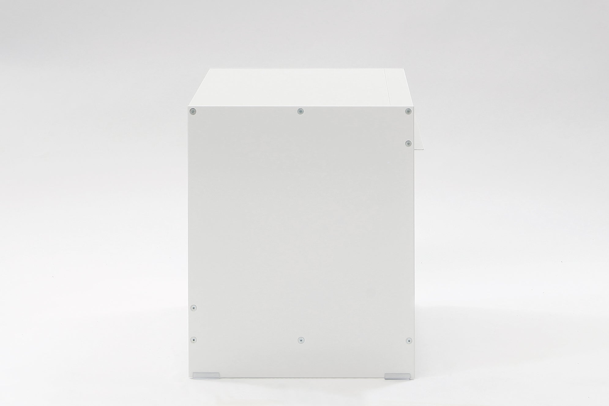 H1 aluminium side table, side view in white by ON&ON