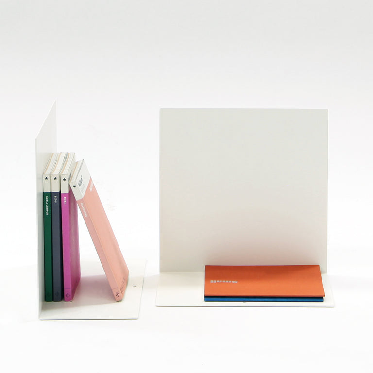 Large white aluminium bookends by ON&ON