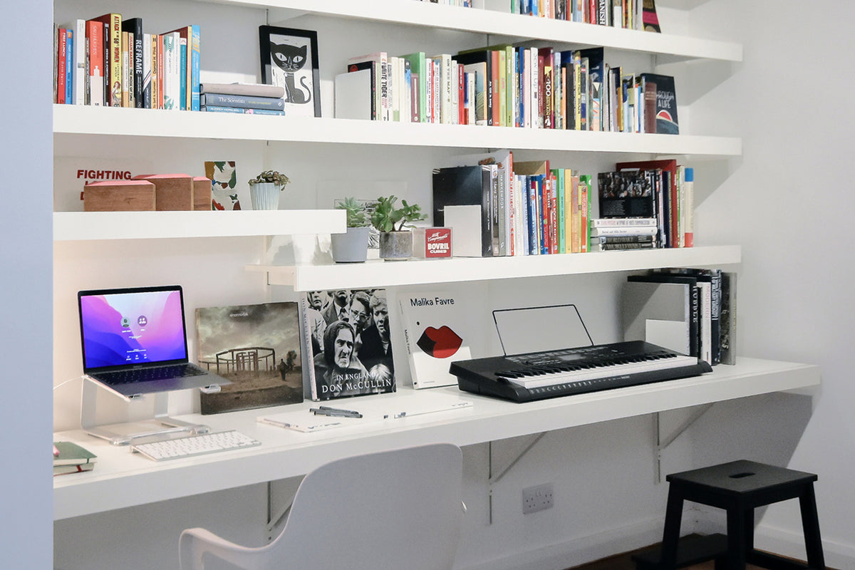 Large Floating Desk with Wall Shelving (B)