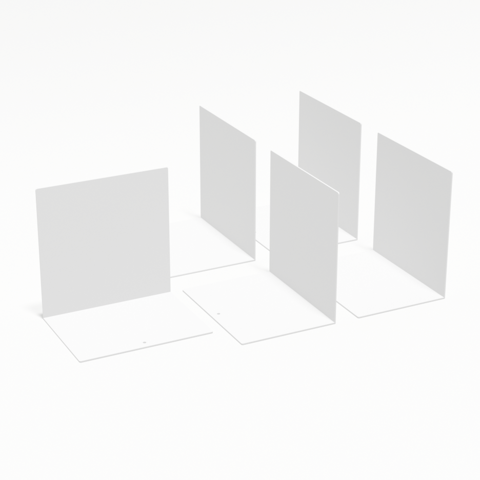 5 white aluminium metal bookends