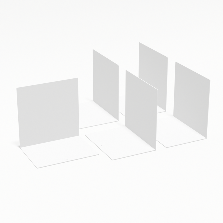 5 white aluminium metal bookends