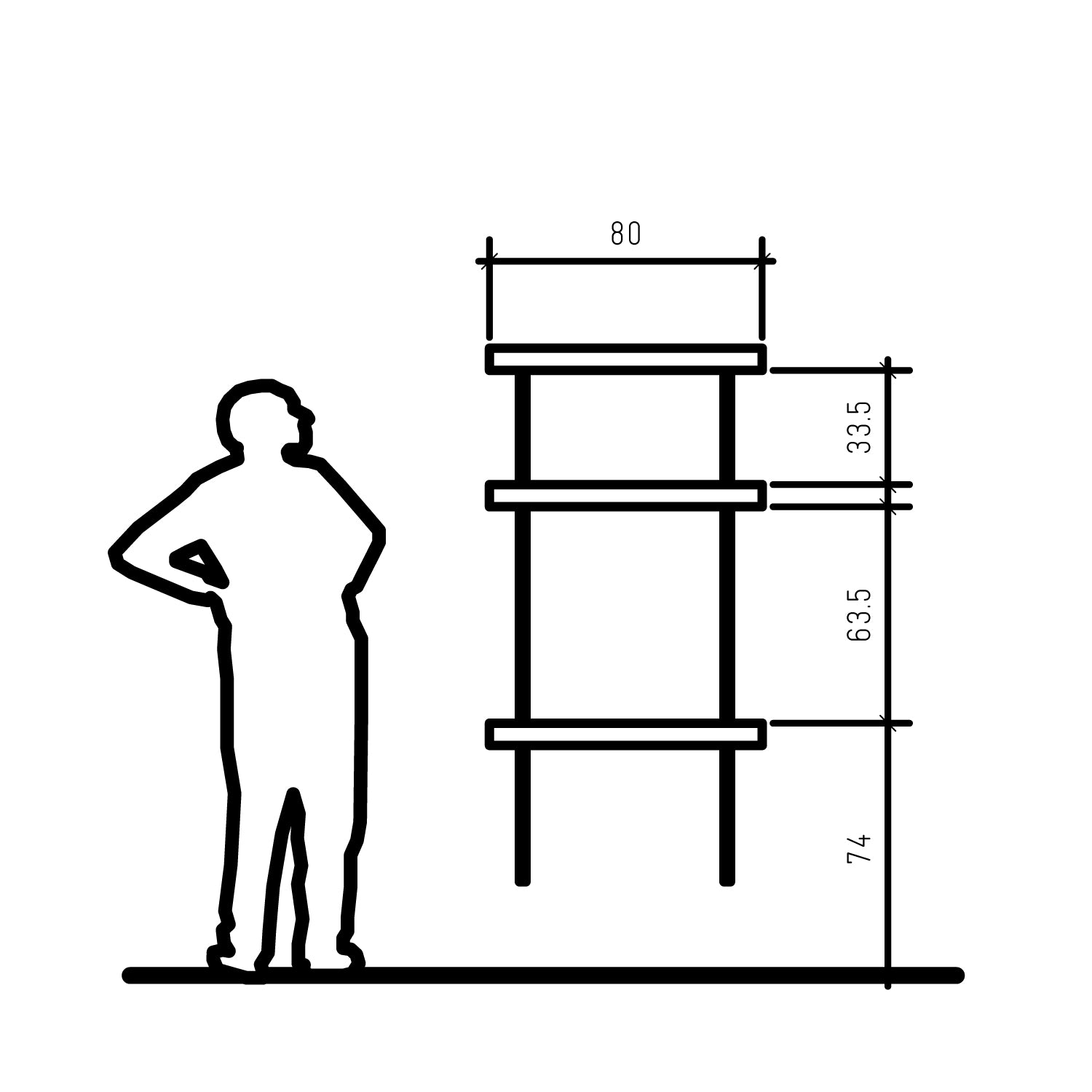 Wall Desk + Shelves 80 x 2