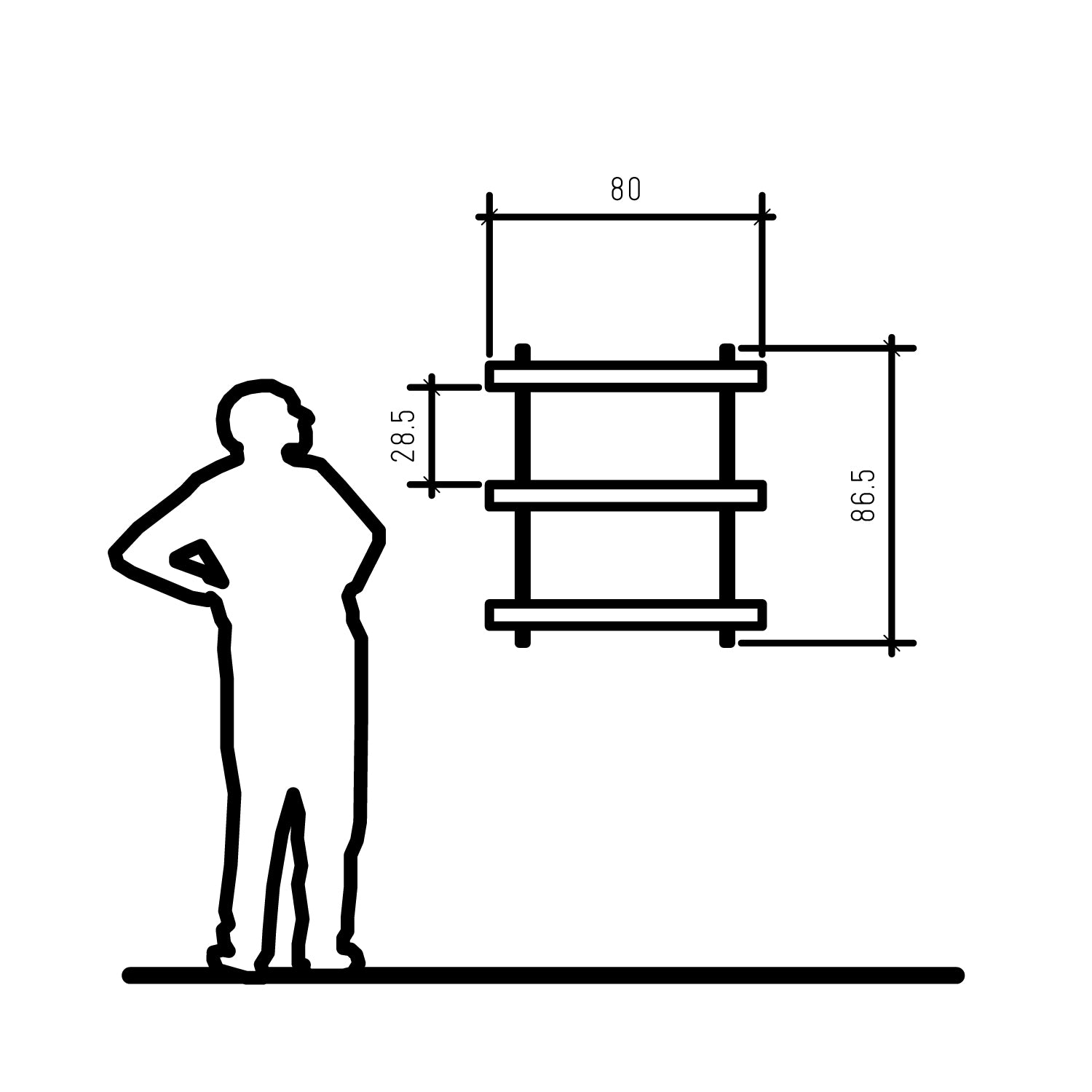 Wall Shelving 80cm x 3