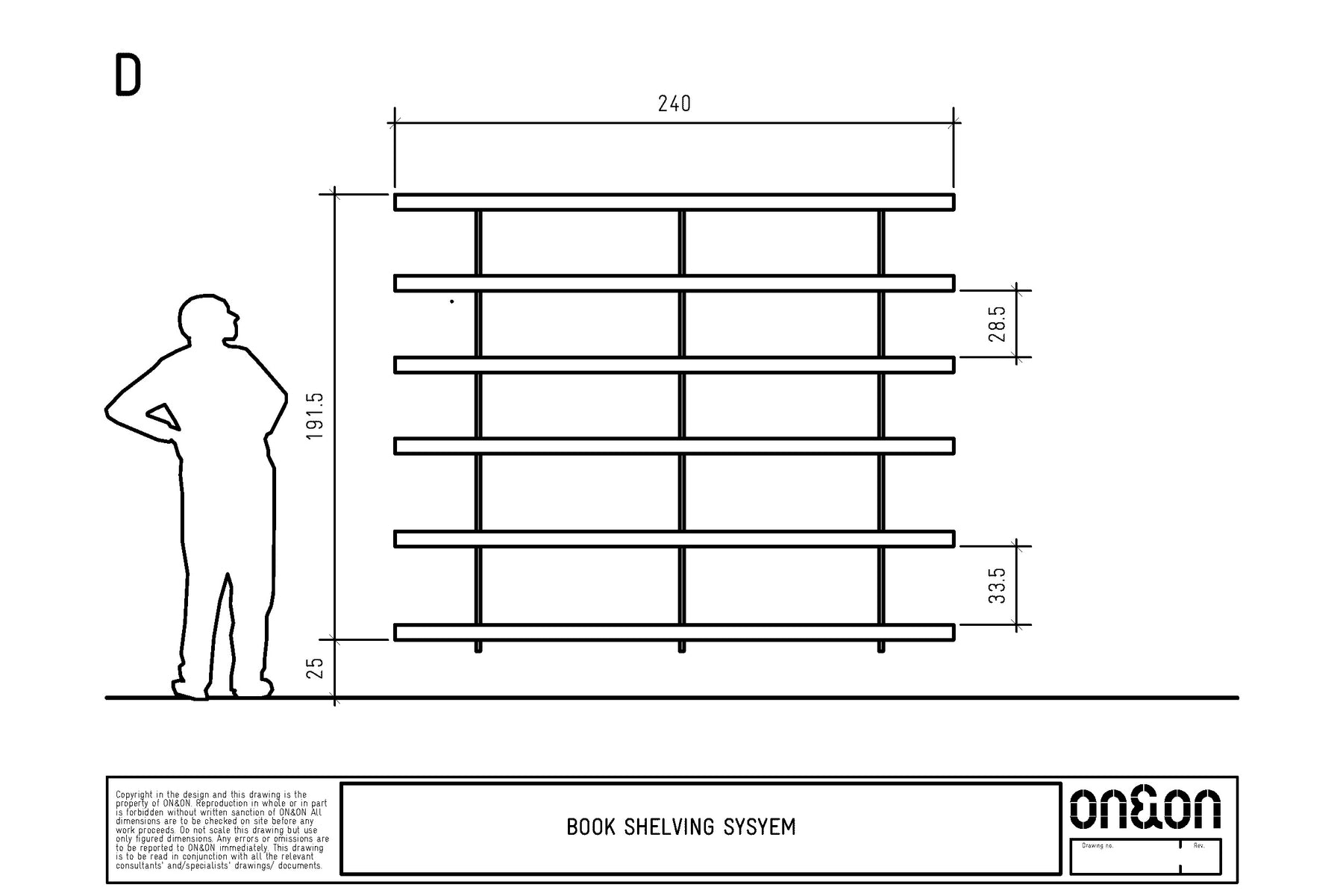 Book shelving system D drawing