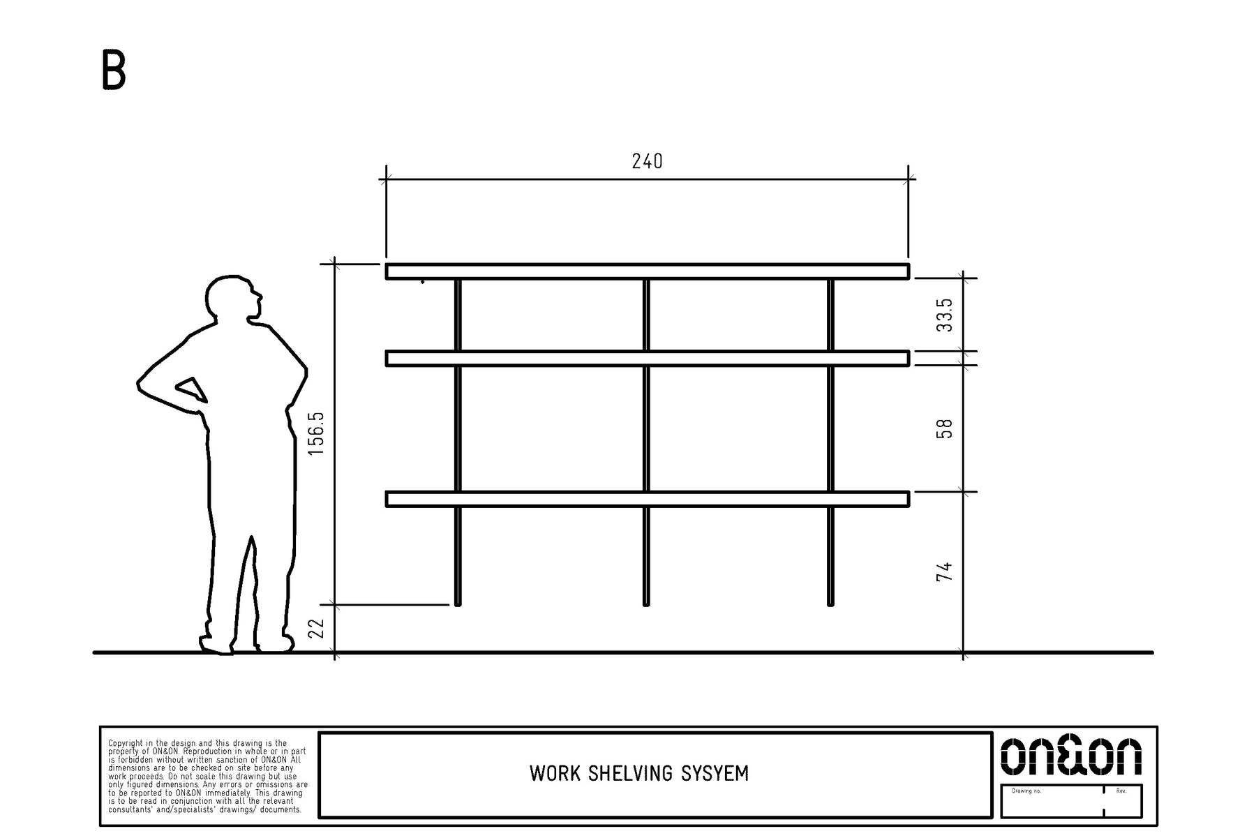shelving with desk drawing size B