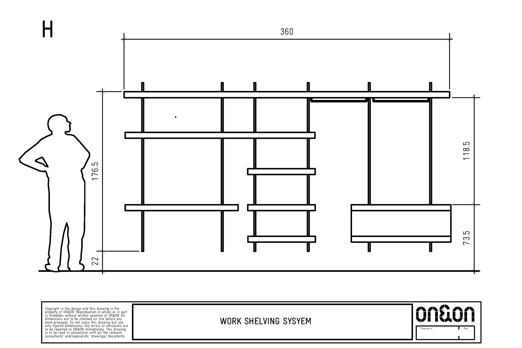 Versatile shelving system H drawing sizes