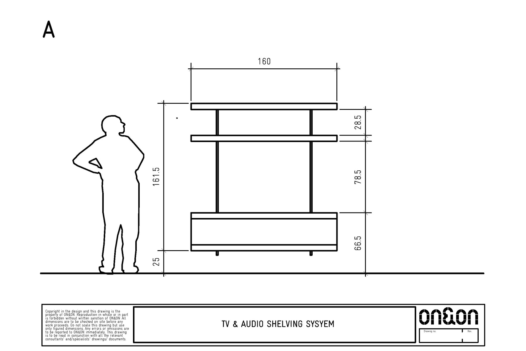 TV unit drawing A with sizes