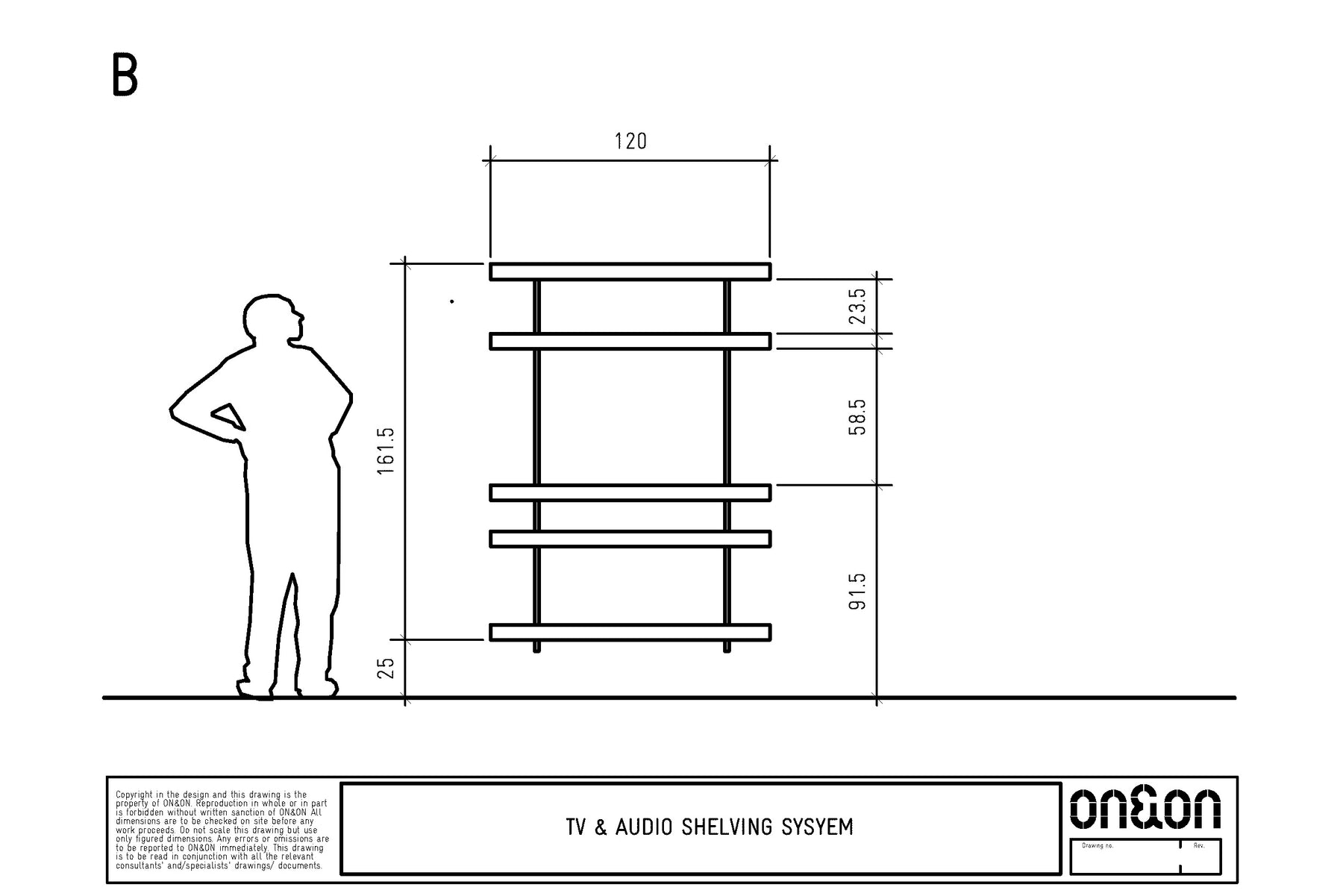 TV wall system drawing B with sizes