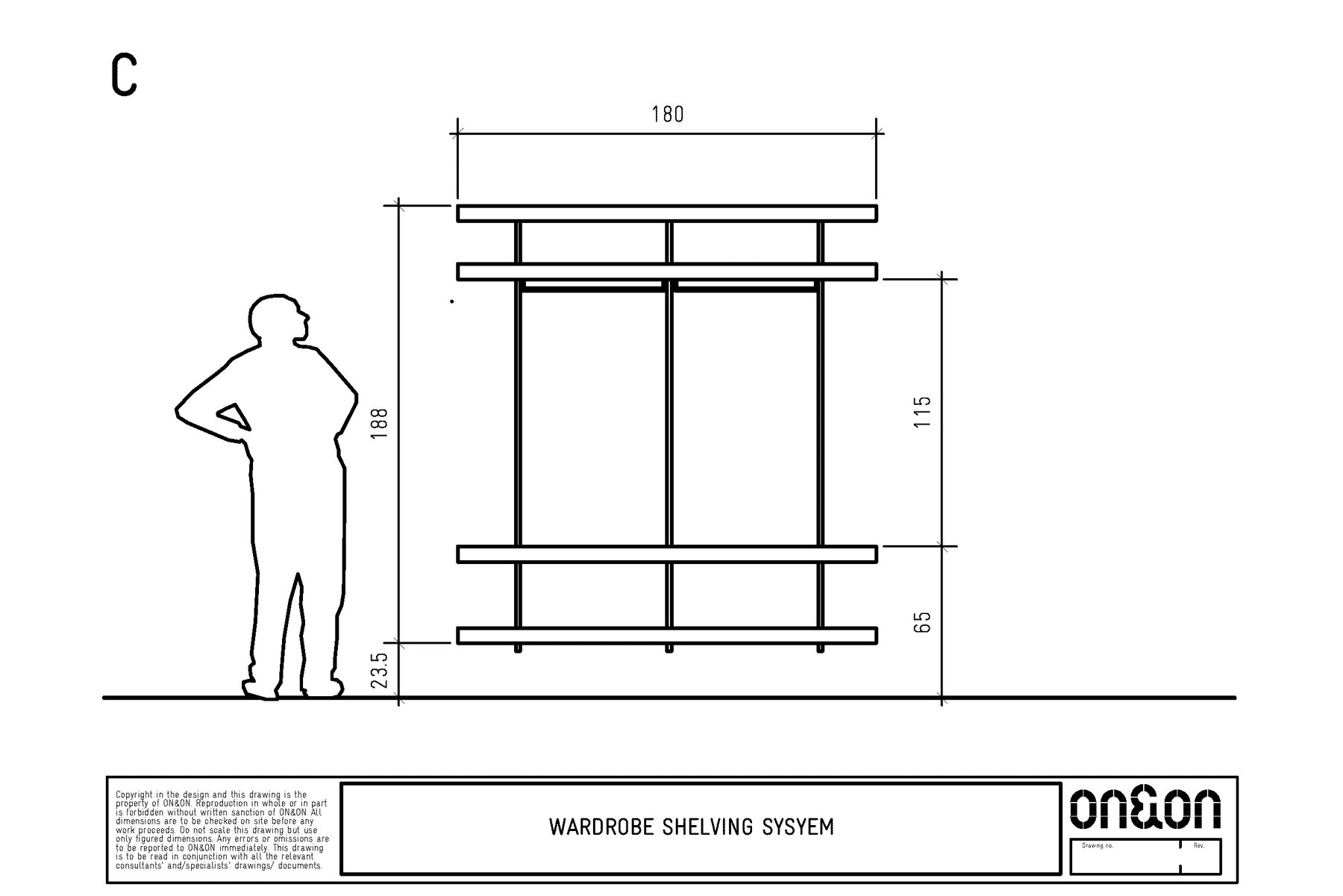 Open wardrobe storage C drawing