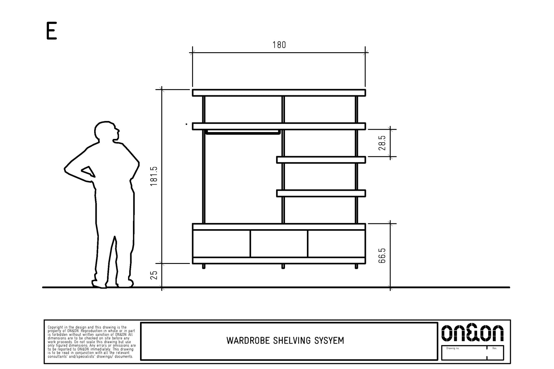 walk-in wardrobe storage E drawing