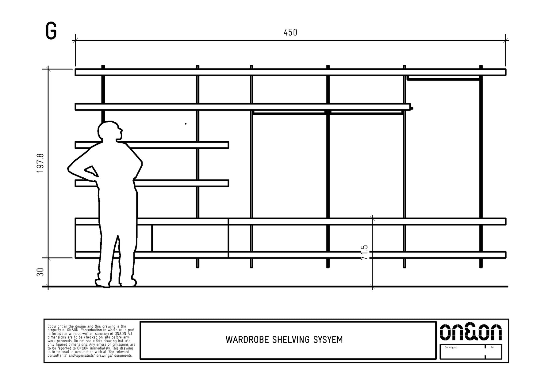 wall shelving system G for clothes drawing