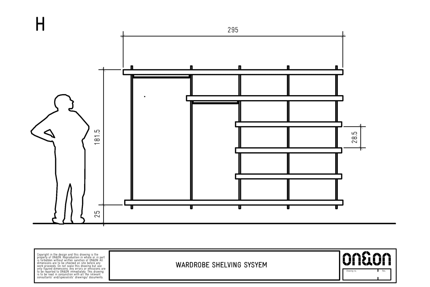 clothes wall display H drawing with dimensions