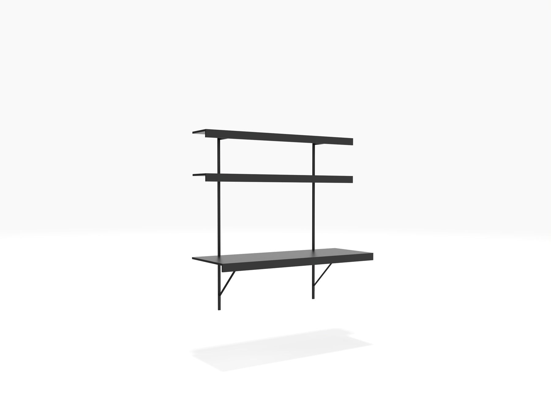 Wall shelving with desk in black by ON&ON