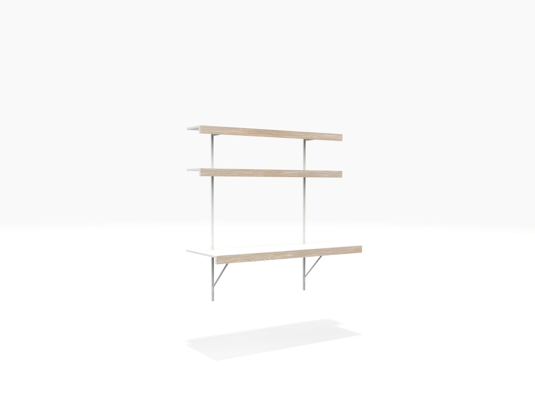 wall mounted shelving system with made to measure wall desk