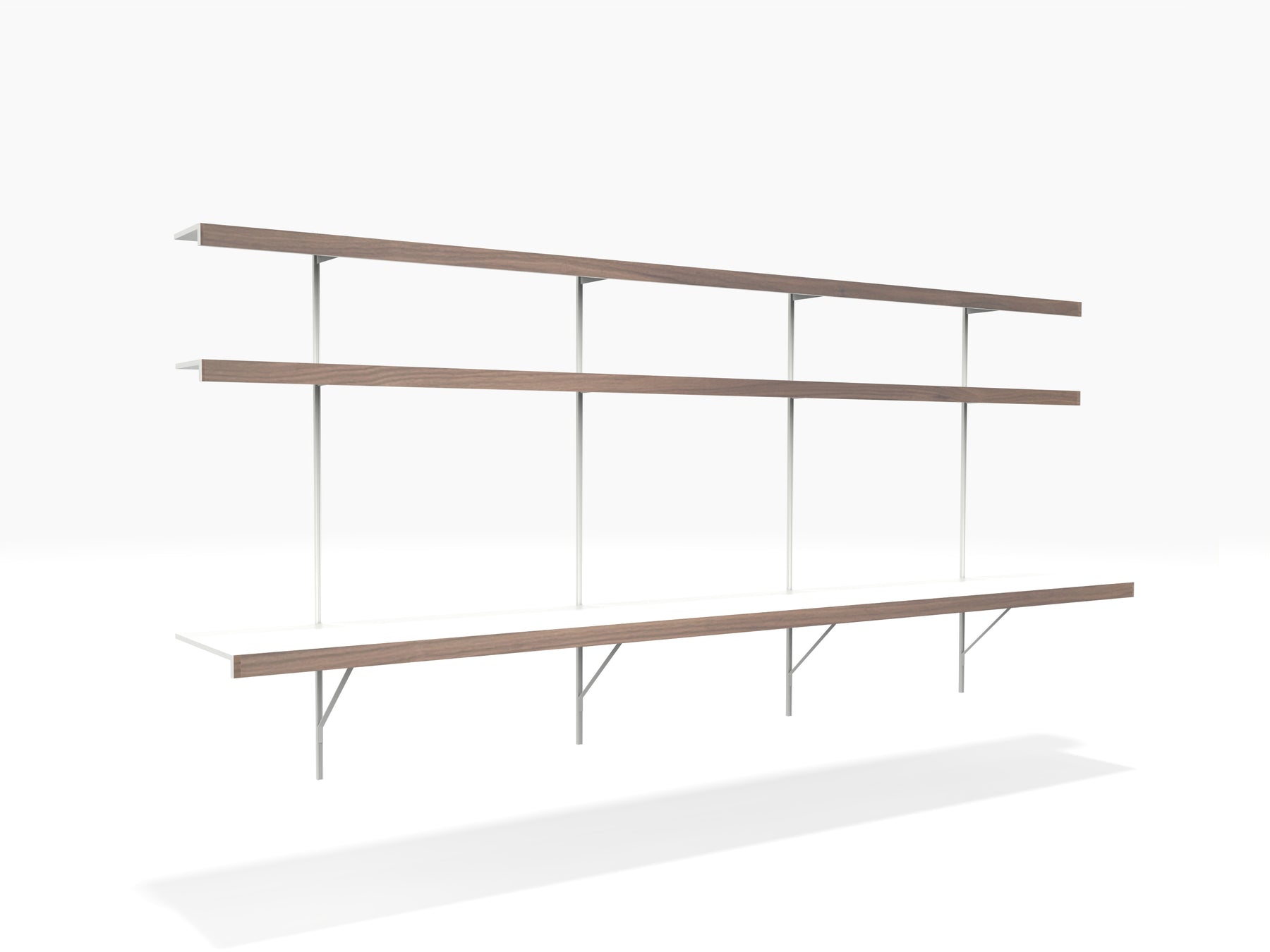 Contemporary modular shelving with wall desk with floating shelves for files