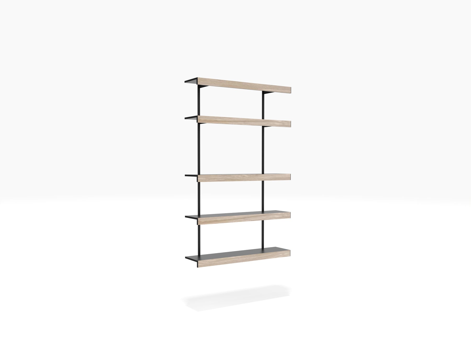 Modern alcove shelves in black and oak finish