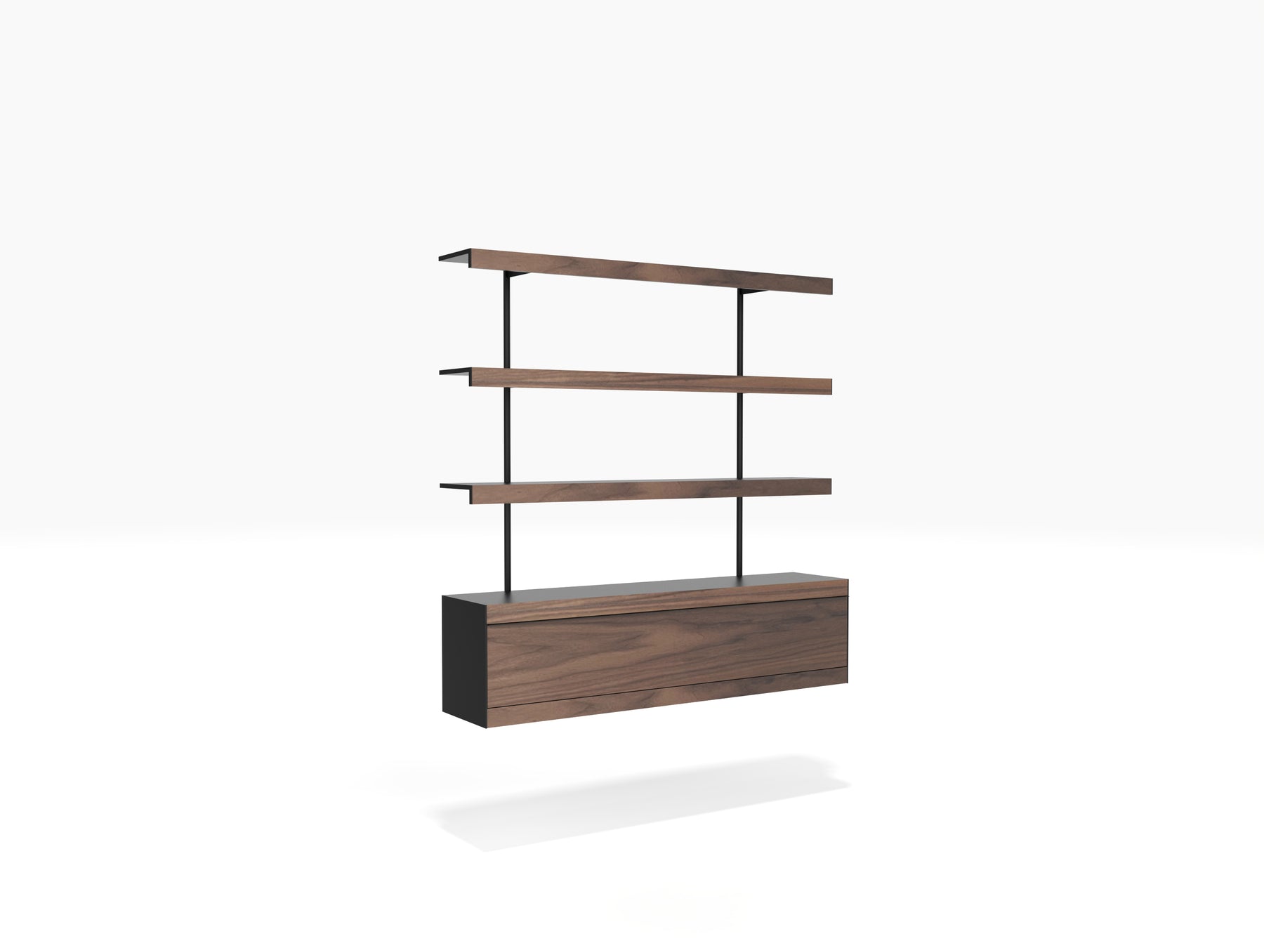 Modular shelving system black & walnut finish with cabinet