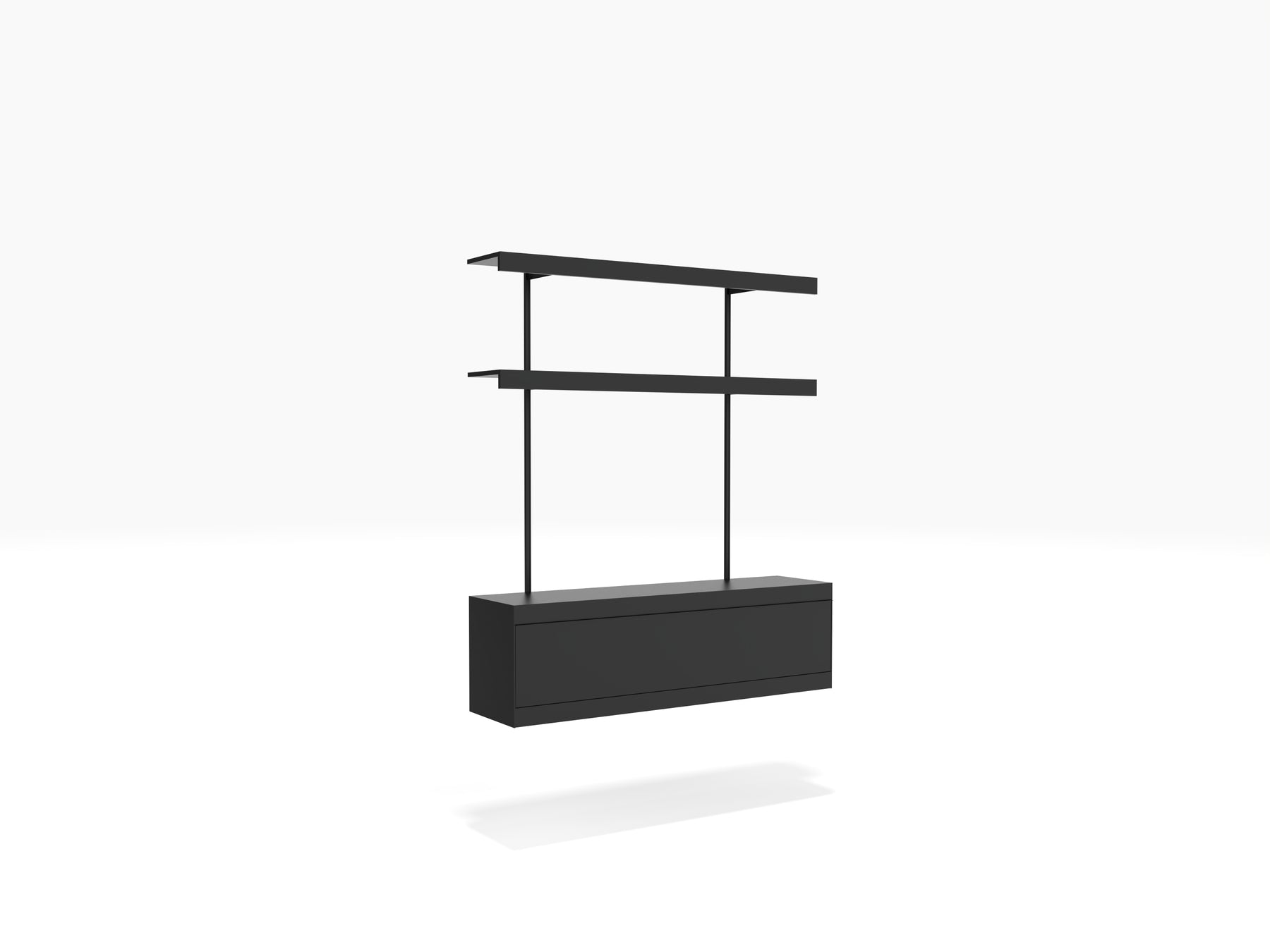 TV alcove shelving wall mounted in black