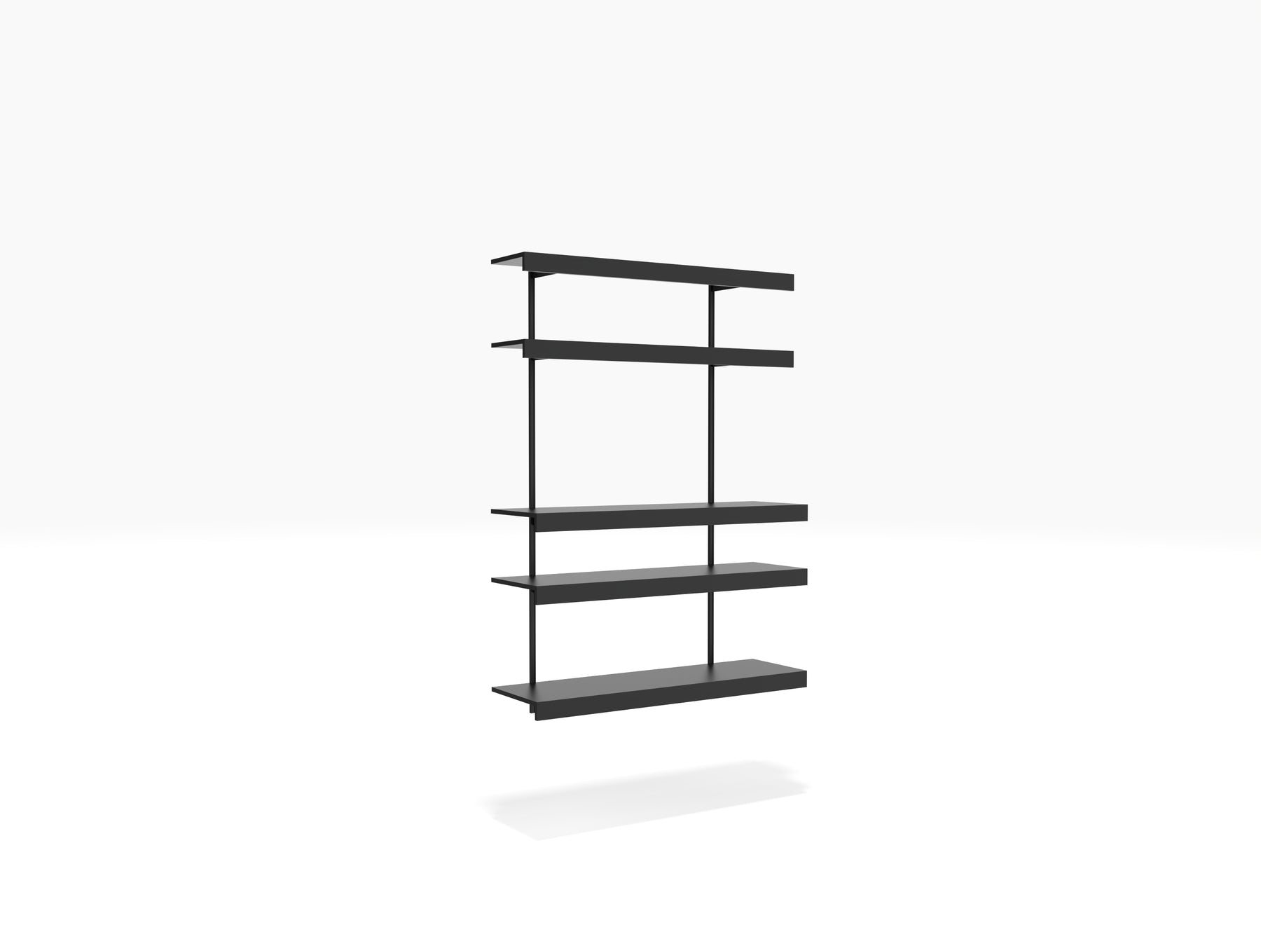 Media alcove shelving with strong black aluminium shelves