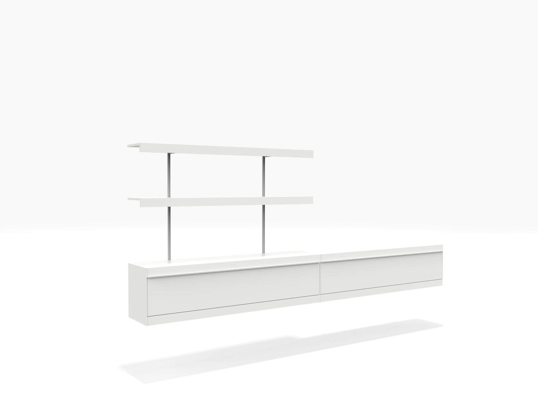 ON&ON TV storage wall mounted with floating shelves in white