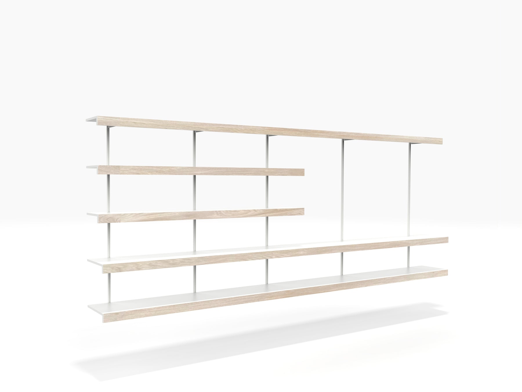 Oak TV shelving unit wall mounted