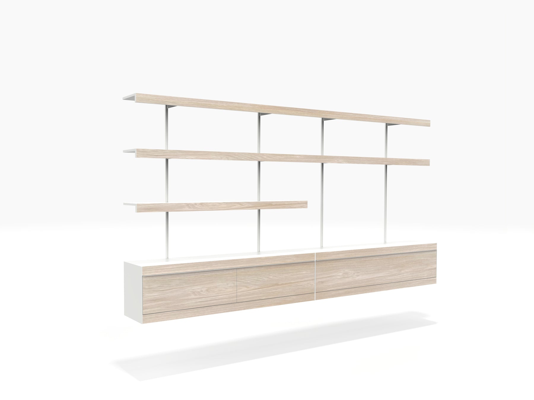 Large modern media wall in oak and white