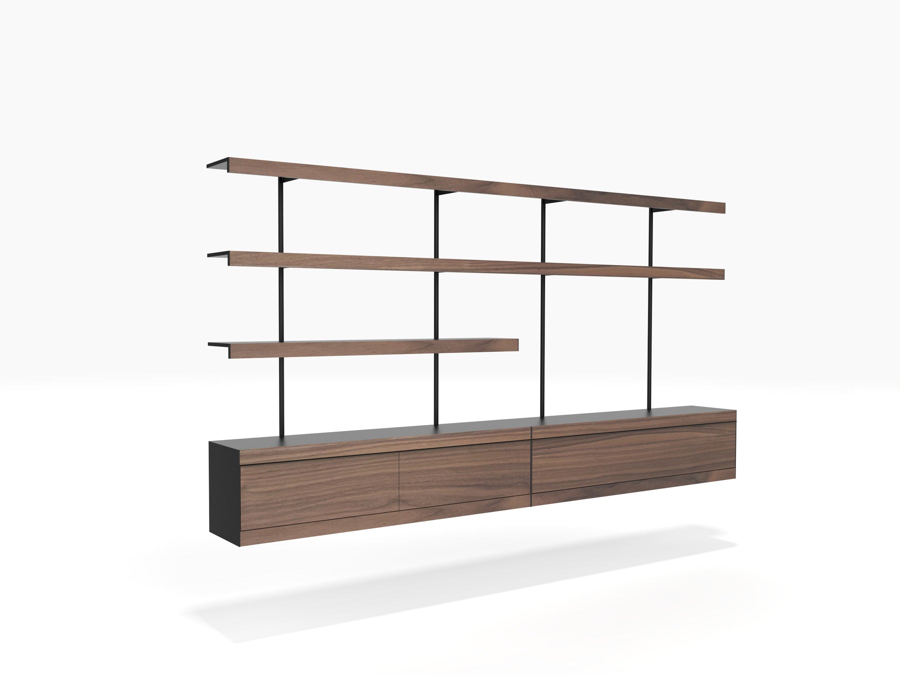 black and walnut large TV media system by ON&ON