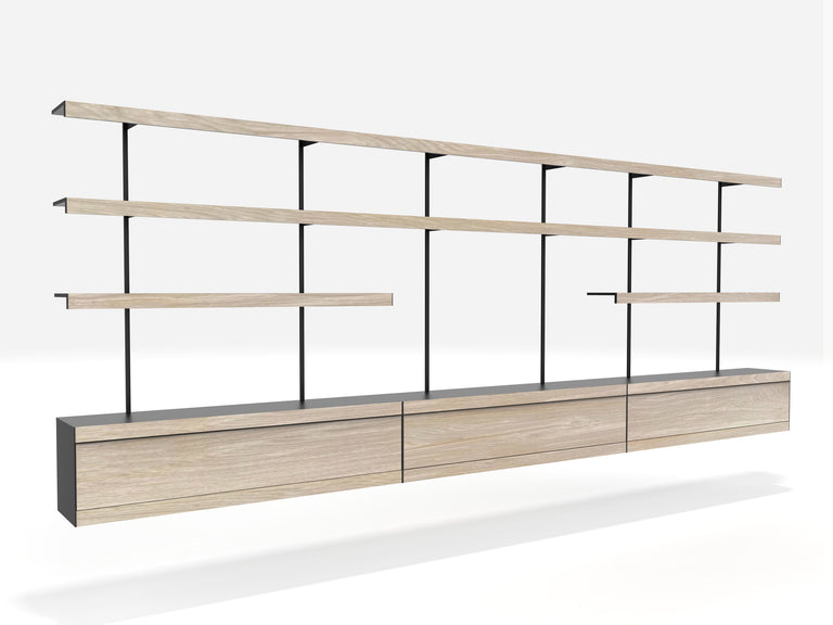 ON&ON modular TV system in oak and black