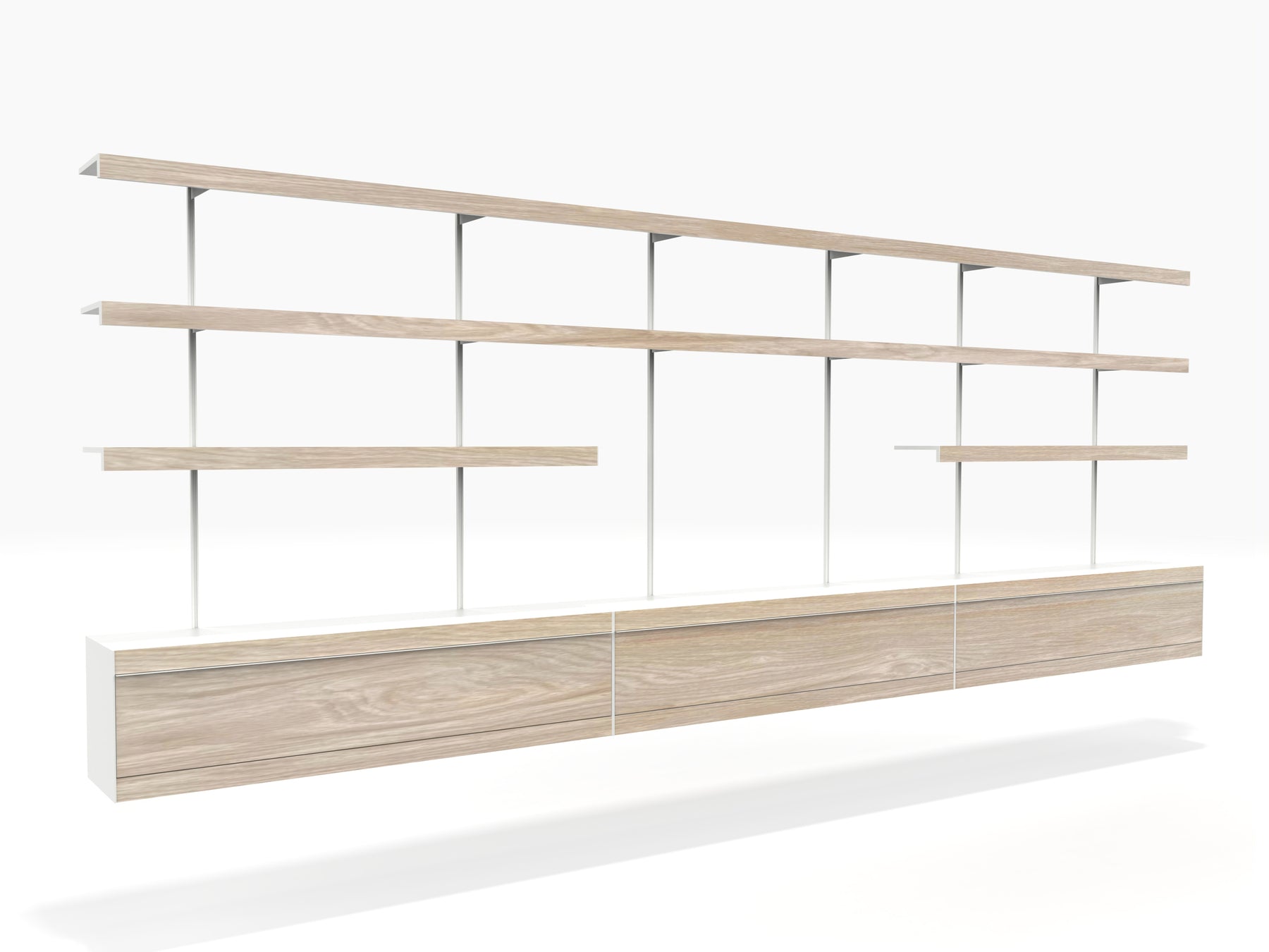 media wall by ON&ON with long seamless shelves