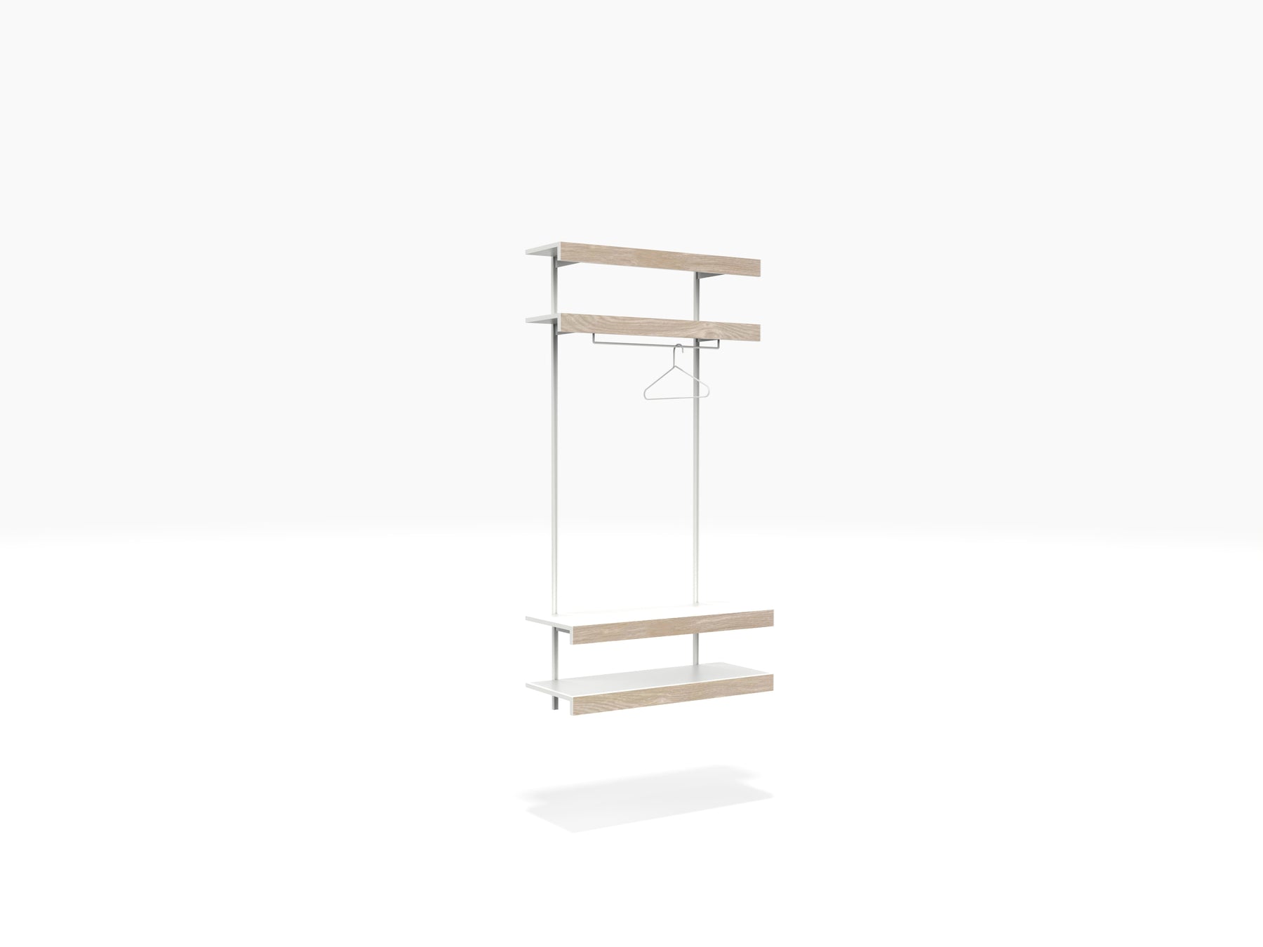 ON&ON white & oak open wardrobe shelving system